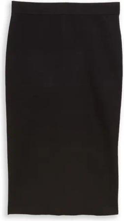 TOM TAILOR Damen Midi-Rock mit Schlitz, schwarz, Uni, Gr. 42