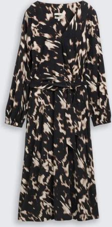 TOM TAILOR Damen Midi-Wickelkleid mit Muster, braun, Animalprint, Gr. 42