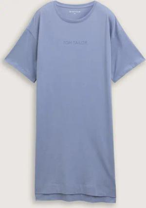 TOM TAILOR Damen Nachthemd mit Logo Print, blau, Gemustert, Gr. L/40