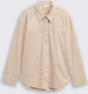 TOM TAILOR Damen Overshirt in Wildleder-Optik, grau, Uni, Gr. 36