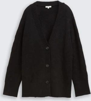 TOM TAILOR Damen Oversize Cardigan mit Glitzer-Effekt, schwarz, Gemustert, Gr. XXXL