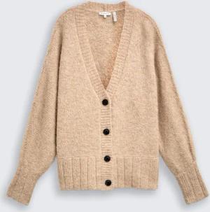 TOM TAILOR Damen Oversize Cardigan mit Wollanteil, beige, Meliert, Gr. XS