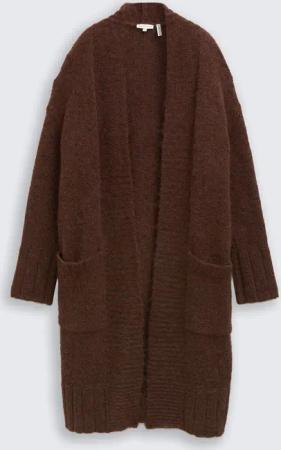 TOM TAILOR Damen Oversize Cardigan mit Wollanteil, braun, Meliert, Gr. XS