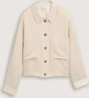 TOM TAILOR Damen Oversize Jacke mit Leinenanteil, beige, Uni, Gr. 36