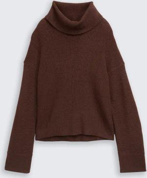 TOM TAILOR Damen Oversize Rollkragenpullover, braun, Meliert, Gr. M