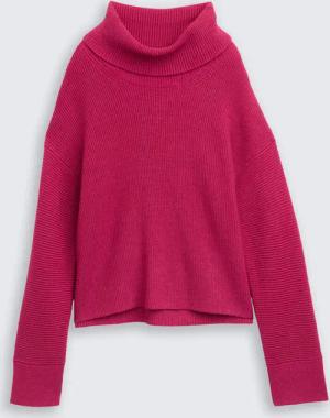 TOM TAILOR Damen Oversize Rollkragenpullover, rot, Meliert, Gr. XXXL