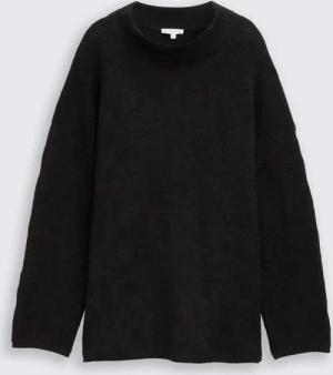 TOM TAILOR Damen Oversize Strickpullover mit Glitzer-Effekt, schwarz, Gemustert, Gr. XS