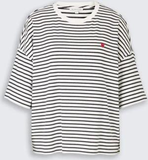 TOM TAILOR Damen Oversize T-Shirt mit Streifenmuster, weiß, Gestreift, Gr. XL