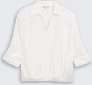 TOM TAILOR Damen Oversized Satinbluse mit Turn-up-Funktion, weiß, Uni, Gr. 40