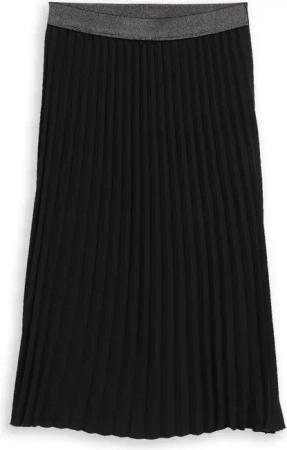 TOM TAILOR Damen Plissee Midi-Rock mit Glitzer-Detail, schwarz, Uni, Gr. 42