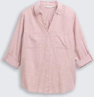 TOM TAILOR Damen Plus Size - Bluse mit Brusttaschen, rosa, Uni, Gr. 46
