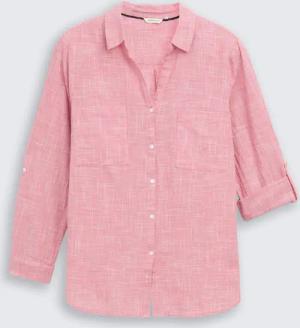 TOM TAILOR Damen Plus Size - Bluse mit Brusttaschen, rot, Uni, Gr. 48