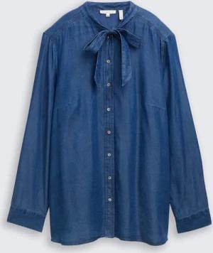 TOM TAILOR Damen Plus Size - Bluse mit Schleifen-Detail, blau, Uni, Gr. 50