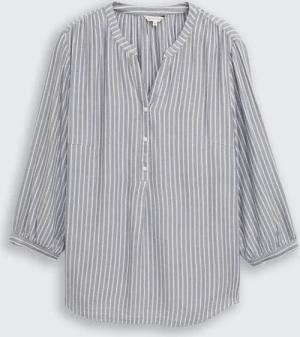 TOM TAILOR Damen Plus Size - Bluse mit Streifenmuster, blau, Gestreift, Gr. 44