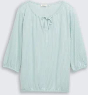 TOM TAILOR Damen Plus Size - Bluse mit Streifenmuster, grün, Gestreift, Gr. 46