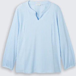 TOM TAILOR Damen Plus Size - Blusenshirt mit Streifenmuster, blau, Gestreift, Gr. 52