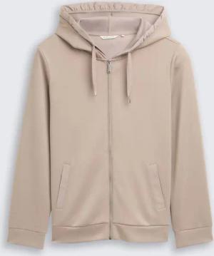 TOM TAILOR Damen Plus Size - Hoodie Sweatjacke aus Scuba, grau, Uni, Gr. 46