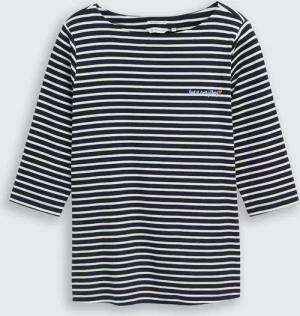 TOM TAILOR Damen Plus Size - Langarmshirt mit Streifenmuster, blau, Gestreift, Gr. 54