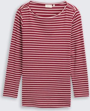 TOM TAILOR Damen Plus Size - Langarmshirt mit Streifenmuster, rot, Gestreift, Gr. 48