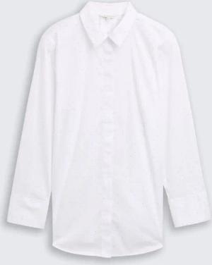 TOM TAILOR Damen Plus Size - Loose Fit Bluse mit Strasssteinen, weiß, Uni, Gr. 50