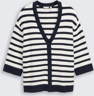 TOM TAILOR Damen Plus Size - Loose Fit Cardigan mit Streifenmuster, blau, Gestreift, Gr. 50