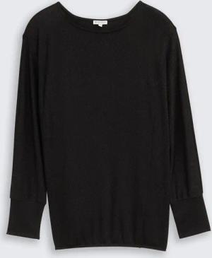 TOM TAILOR Damen Plus Size - Loose Fit Langarmshirt mit Glitzer-Effekt, schwarz, Uni, Gr. 48