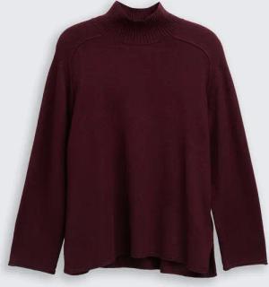 TOM TAILOR Damen Plus Size - Loose Fit Strickpullover mit Stehkragen, rot, Meliert, Gr. 50