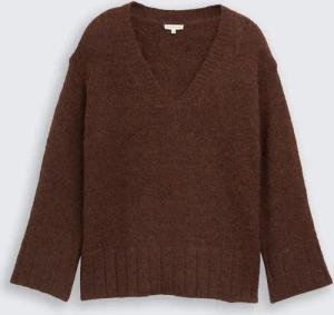 TOM TAILOR Damen Plus Size - Loose Fit Strickpullover mit Wollanteil, braun, Meliert, Gr. 50