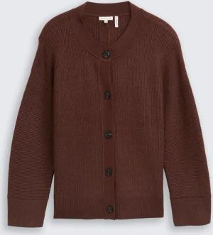 TOM TAILOR Damen Plus Size - Oversize Cardigan mit Rundhalsausschnitt, braun, Meliert, Gr. 52