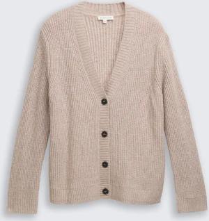 TOM TAILOR Damen Plus Size - Ripp Cardigan mit V-Ausschnitt, braun, Meliert, Gr. 50