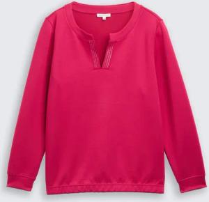 TOM TAILOR Damen Plus Size - Scuba Sweatshirt mit Strasssteinen, rot, Uni, Gr. 44