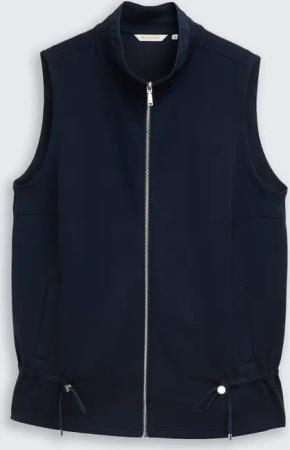 TOM TAILOR Damen Plus Size - Scuba Sweatweste mit Stehkragen, blau, Uni, Gr. 52