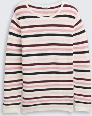 TOM TAILOR Damen Plus Size - Strickpullover aus Bio-Baumwolle, rosa, Gestreift, Gr. 54