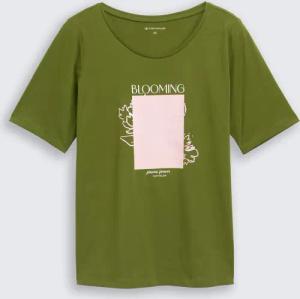 TOM TAILOR Damen Plus Size - T-Shirt mit Print, grün, Uni, Gr. 44