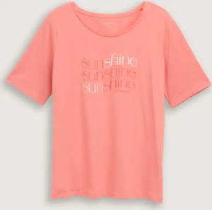 TOM TAILOR Damen Plus Size - T-Shirt mit Print, rosa, Uni, Gr. 46