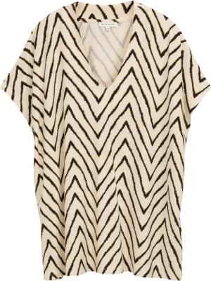 TOM TAILOR Damen Plus Size - T-Shirt mit V-Ausschnitt, beige, Gemustert, Gr. 50