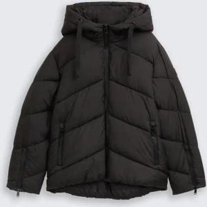 TOM TAILOR Damen Puffer-Jacke mit Kapuze, schwarz, Uni, Gr. L