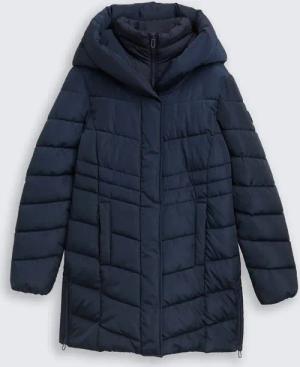 TOM TAILOR Damen Puffer-Mantel im 2-in-1-Look, blau, Uni, Gr. XXXL