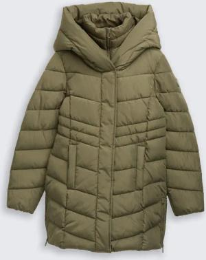 TOM TAILOR Damen Puffer-Mantel im 2-in-1-Look, grün, Uni, Gr. S