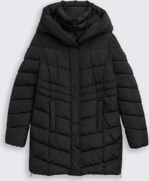 TOM TAILOR Damen Puffer-Mantel im 2-in-1-Look, schwarz, Uni, Gr. XXL