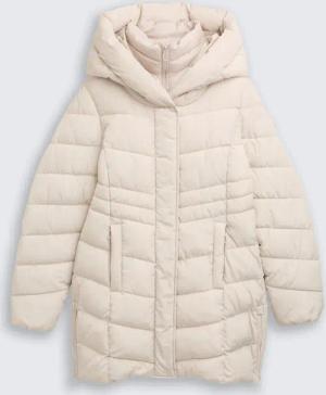 TOM TAILOR Damen Puffer-Mantel im 2-in-1-Look, weiß, Uni, Gr. XL