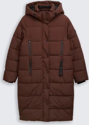 TOM TAILOR Damen Puffer-Mantel mit abnehmbarer Kapuze, braun, Uni, Gr. XXXL