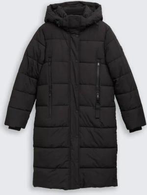 TOM TAILOR Damen Puffer-Mantel mit abnehmbarer Kapuze, schwarz, Uni, Gr. XS