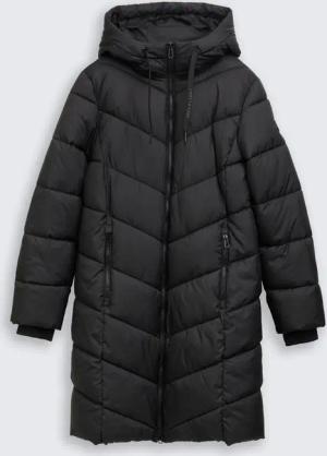 TOM TAILOR Damen Puffer-Mantel mit Kapuze, schwarz, Uni, Gr. XS