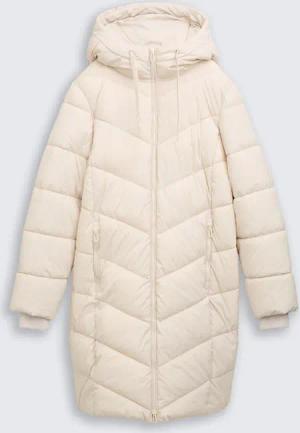 TOM TAILOR Damen Puffer-Mantel mit Kapuze, weiß, Uni, Gr. XS