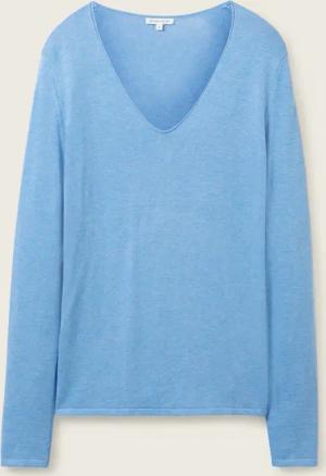 TOM TAILOR Damen Pullover mit V-Ausschnitt, blau, Meliert, Gr. XL