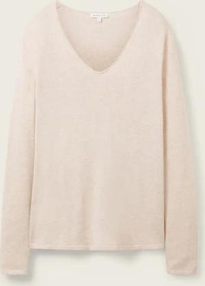 TOM TAILOR Damen Pullover mit V-Ausschnitt, braun, Meliert, Gr. M