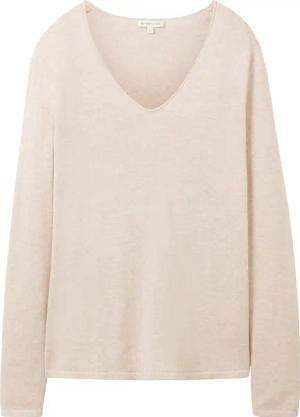 TOM TAILOR Damen Pullover mit V-Ausschnitt, braun, Meliert, Gr. M