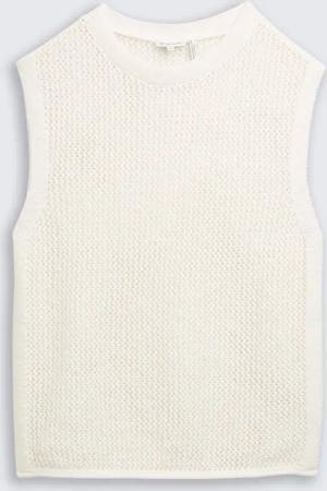 TOM TAILOR Damen Pullunder mit Lochmuster, weiß, Uni, Gr. XXL