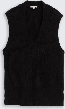 TOM TAILOR Damen Pullunder mit V-Ausschnitt, schwarz, Uni, Gr. M